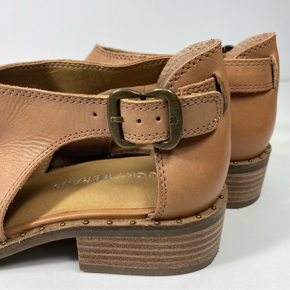 Lucky Brand Giovanna Cutout Camel Leather Adjustable Strap Studded Booties 7.5 - Picture 6 of 12